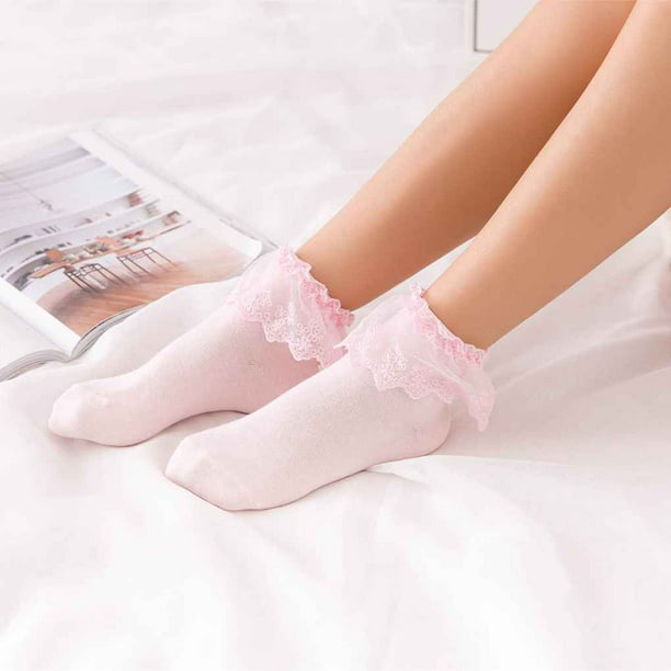 Details about   Women Vintage Lace Ruffle Frilly Short Soild Princess Girls Cotton Ankle Socks